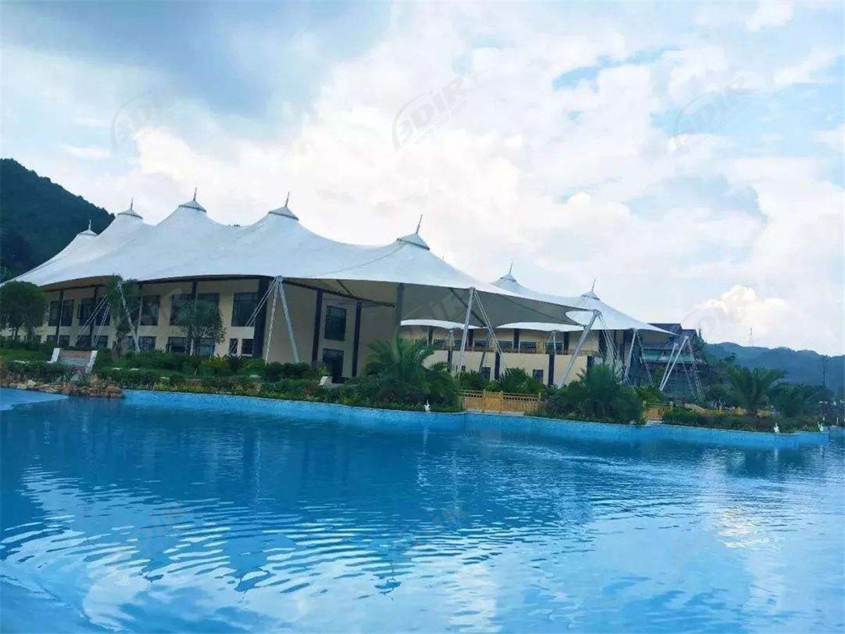 Çekme PVDF Membran Çatı Yapıları Çadır Otel Resort - Guizhou, Çin