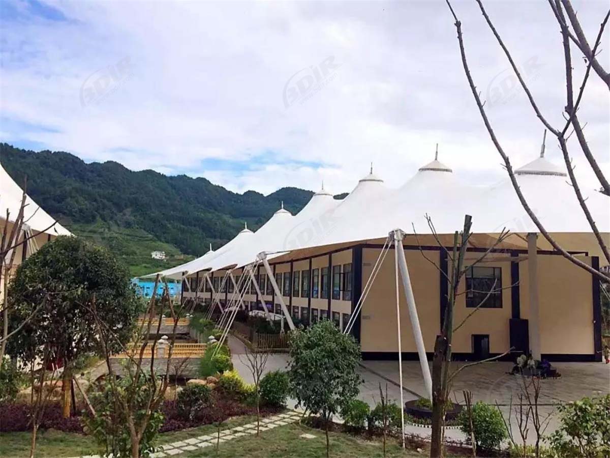 Treksterkte PVDF Membraandakconstructies Tent Hotel Resort - Guizhou, China