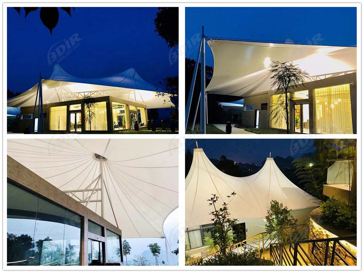 Tension Fabric Membrane Roof Tent Resort for Primitive Forest Tourism - Guangxi, China