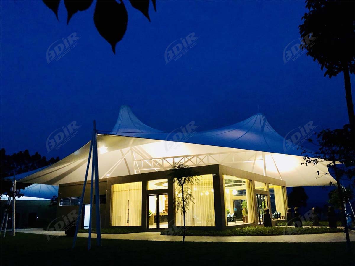 Tensi Atap Membran Tenda Resort untuk Wisata Hutan Primitif - Guangxi, China
