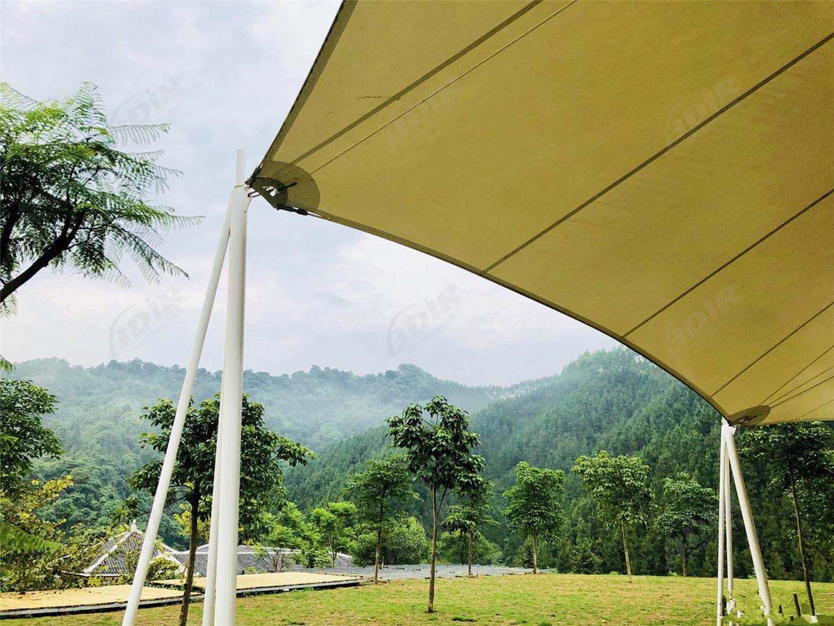 Tensi Atap Membran Tenda Resort untuk Wisata Hutan Primitif - Guangxi, China