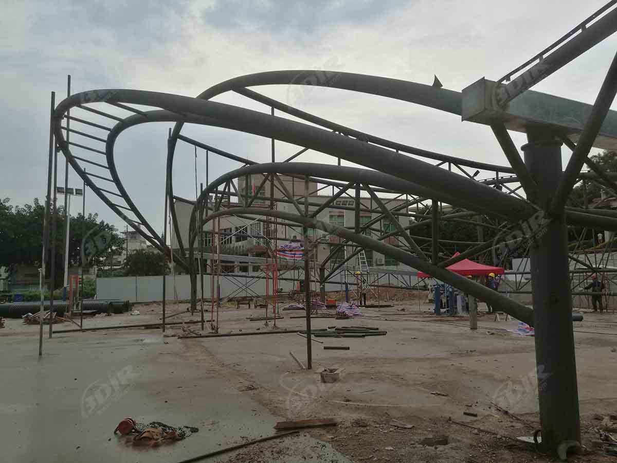 Pembangunan Struktur Ketegangan Pertunjukan Panggung Konser di Taman Hualong, Guangzhou, Cina