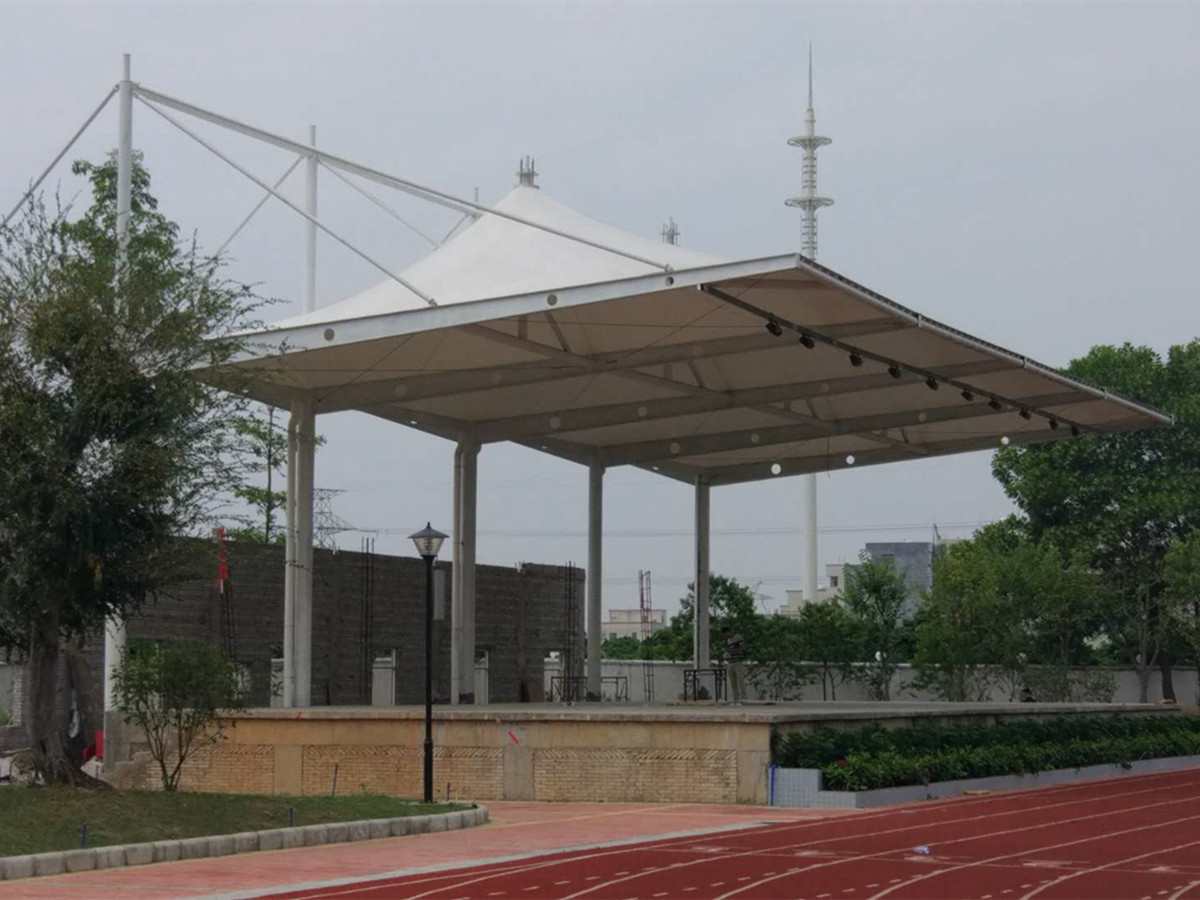 Academia de Arte Baiyun Palco Quadrado Estrutura De Tensão E Paisagem Escolar, Arquibancada-Guangzhou, China