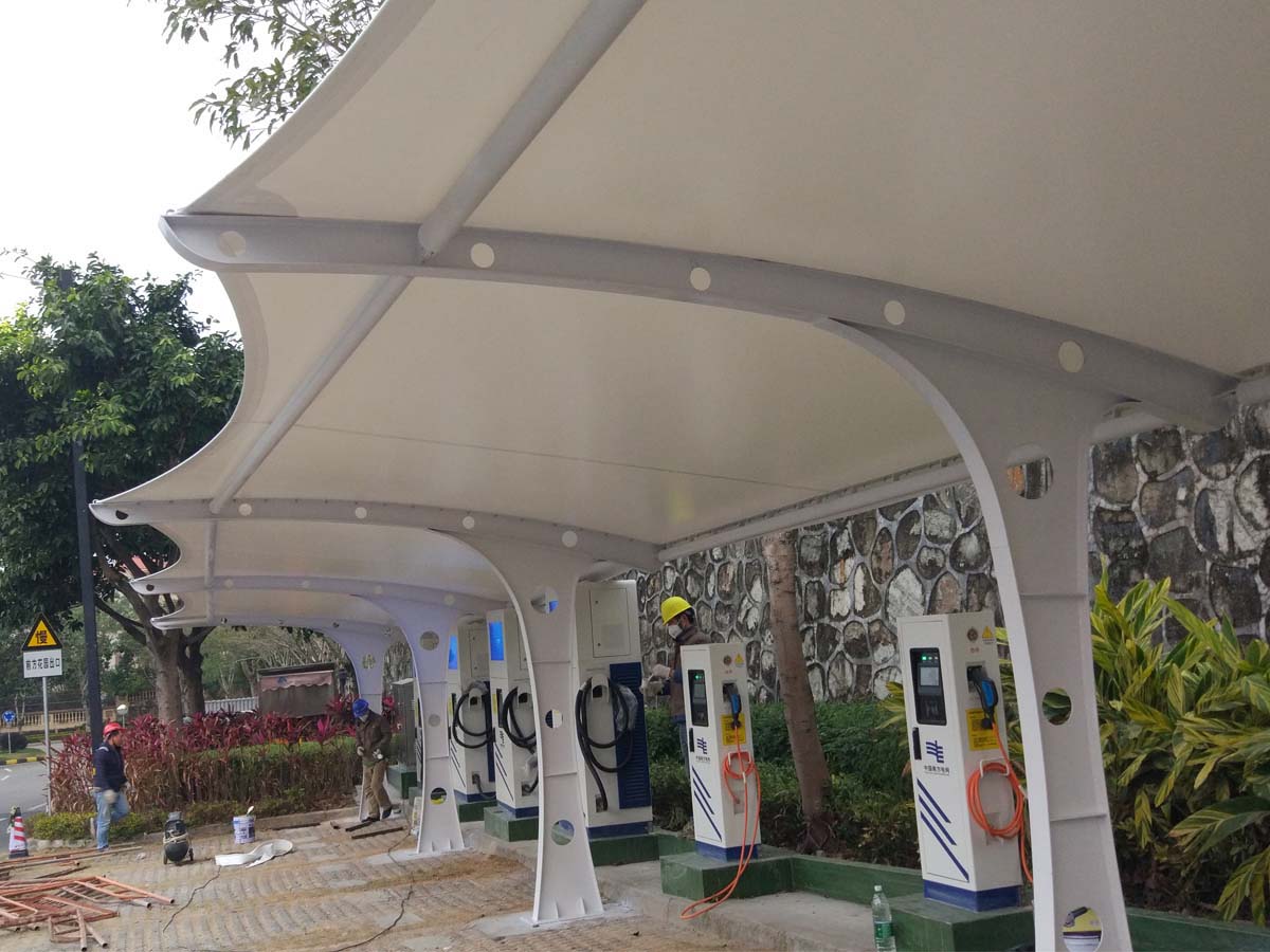 Car Parking Shed Design Architecture for Electric Vehicle Charging Station - Zhuhai, China