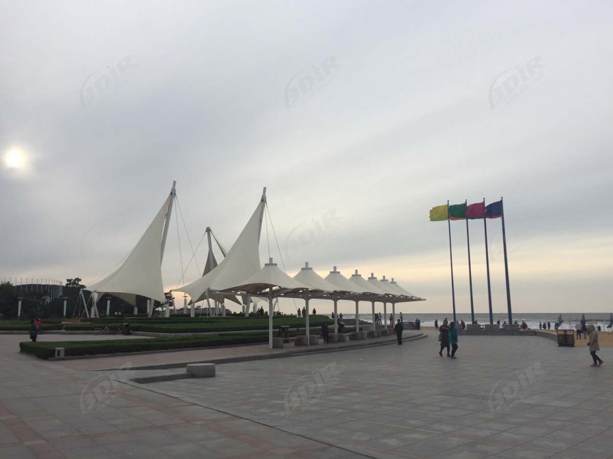 Hypar & Umbrella Fabric Tensile Structure - Weihai Internationaler Badestrand