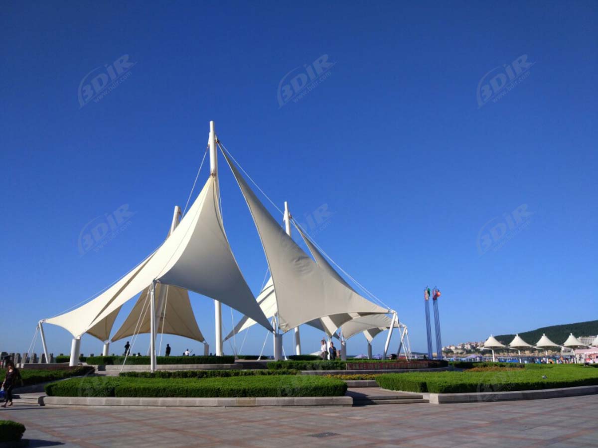 Hypar & Umbrella Fabric Tensile Structure - Weihai Internationaler Badestrand