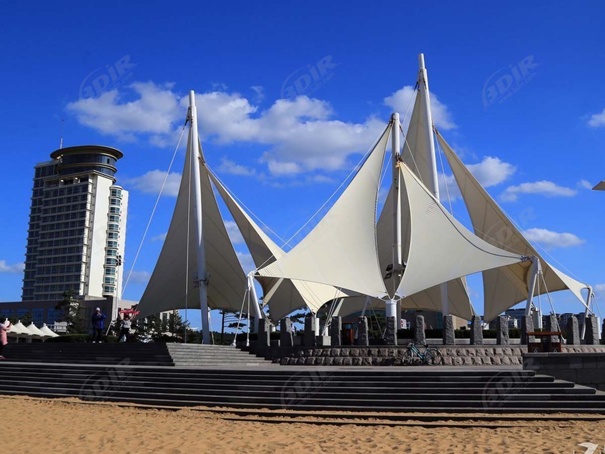 Hypar & Struktur Tarik Payung Kain - Pantai Mandi Internasional Weihai