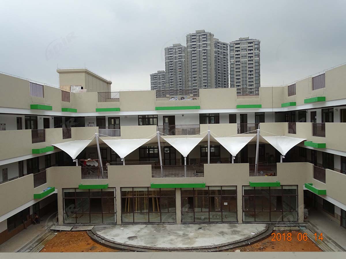 Songshan Lake Kindergarten Walkways Tensile Shade & Facade Structure - Dongguan, China