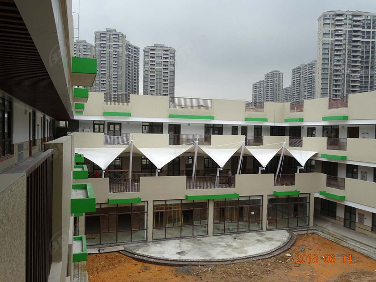 Songshan Lake Kindergarten Walkways Tensile Shade & Facade Structure - Dongguan, China