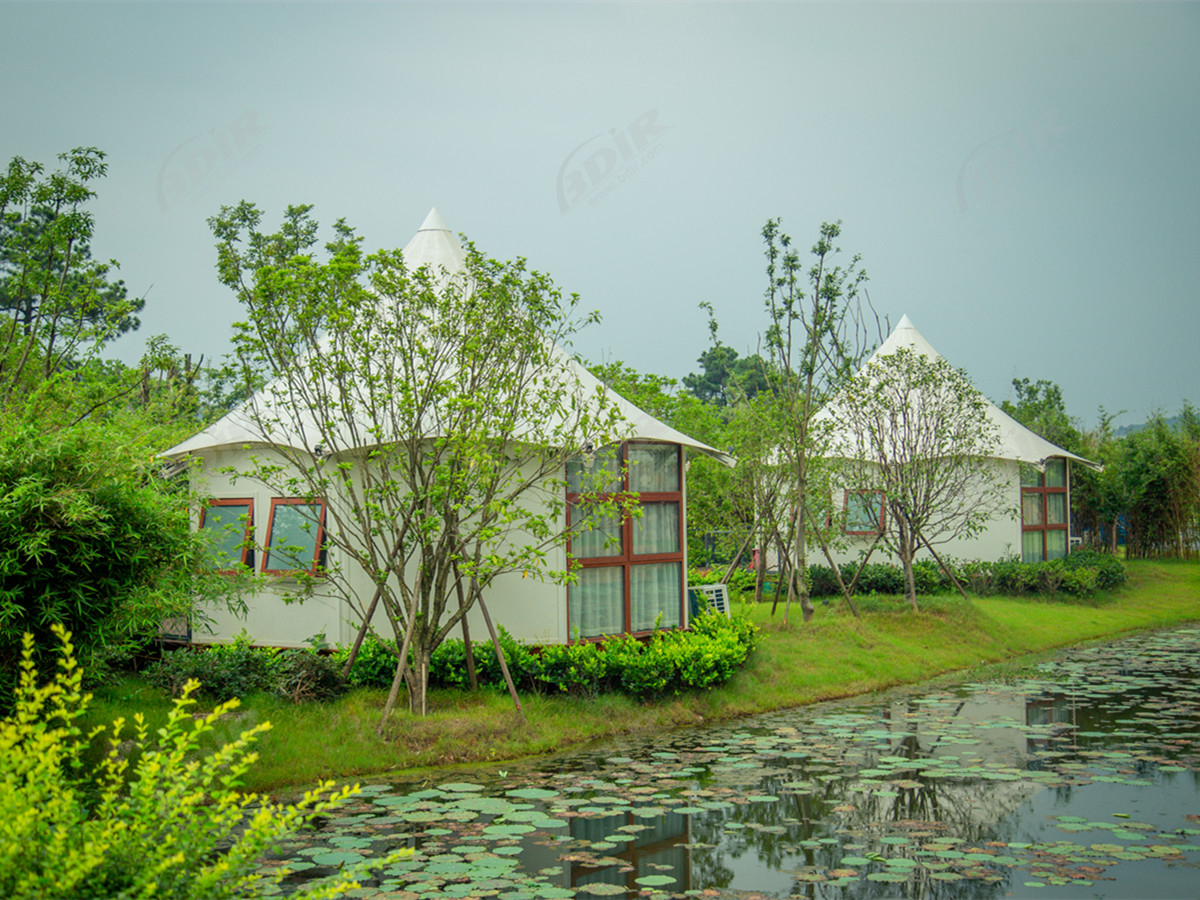 Neueste Design Bay Village Hütten | Öko Leinwand Cottage Haus Zelt - Jiangsu, China