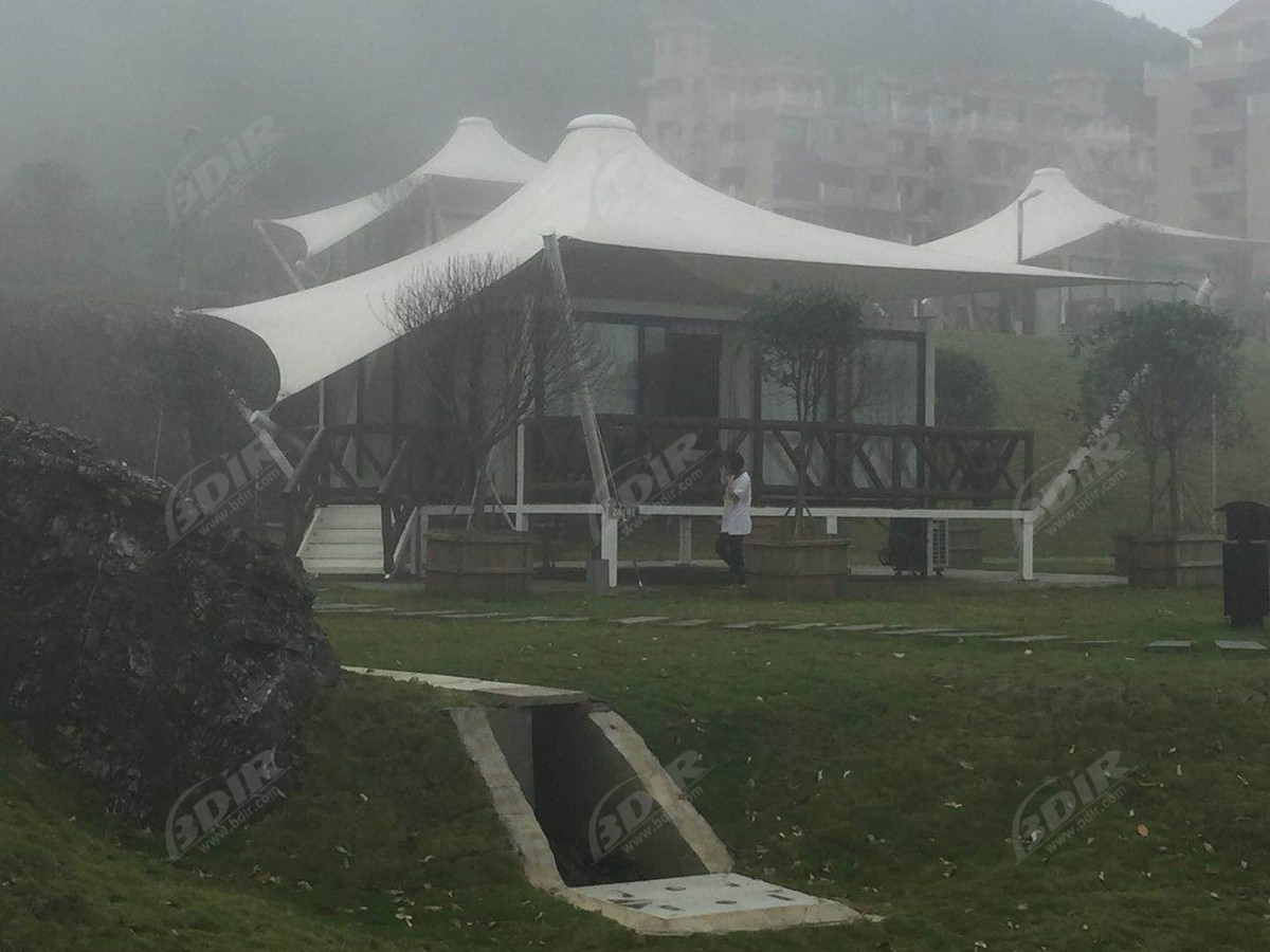 Estrutura de Gazebo de Acampamento Leve | Construção de Hotel Sustentável - Chengdu, China