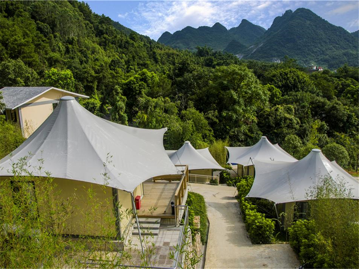 Natural Hot Springs Spa Resort | Container Modular House with Tensile Membrane Roof