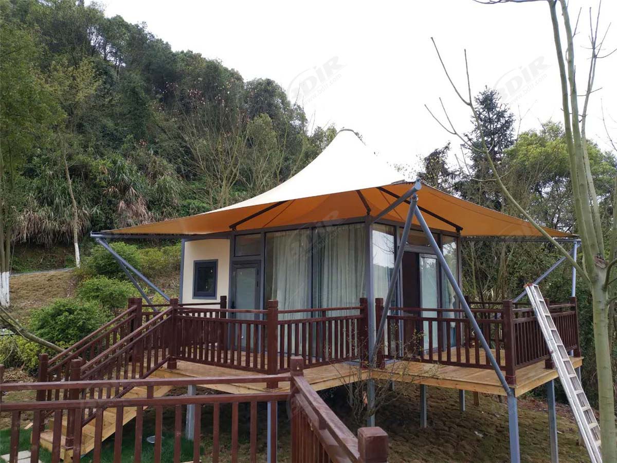 Rumah Pabrikan Tenda Glamping Rumah & Kit Pondok Hijau - Yichun