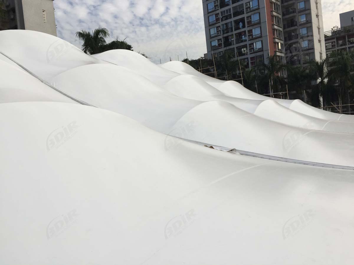 Struktur Atap Tarik untuk Naungan Kolam Renang - Guangzhou, Cina