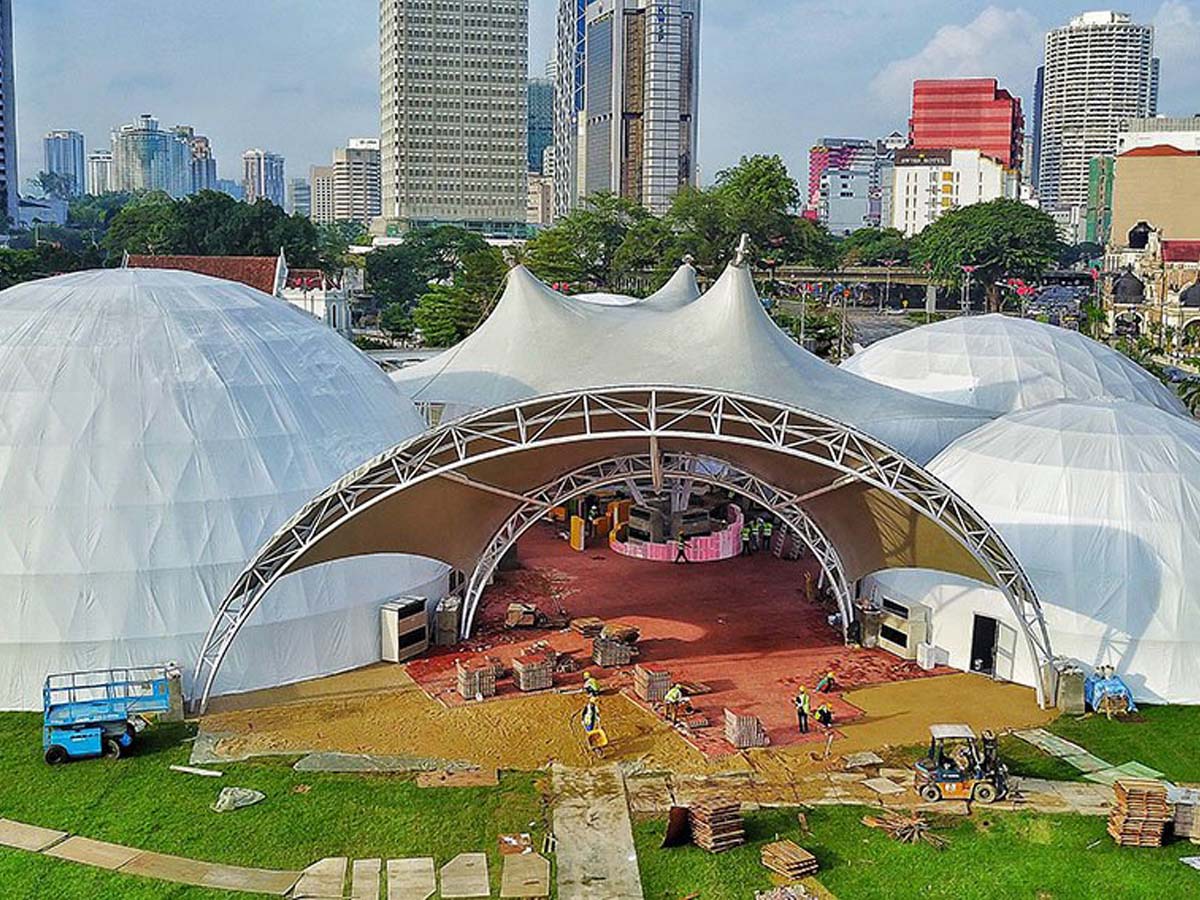 Estrutura Elástica e Arquitetura de Cúpula para Exposições - Singapura