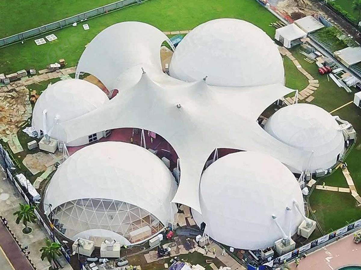 Estrutura Elástica e Arquitetura de Cúpula para Exposições - Singapura