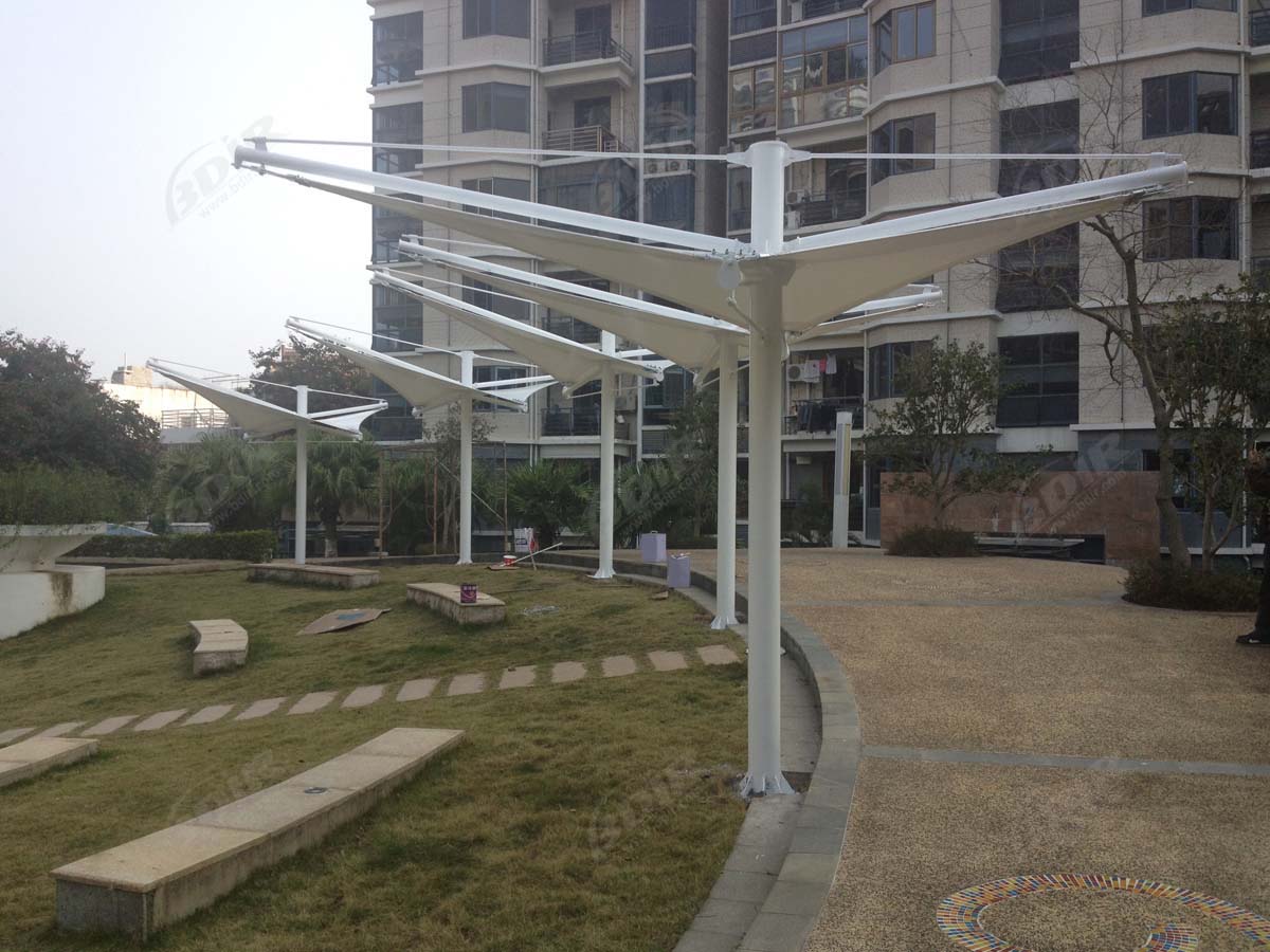 Trekstructuur & Paraplu Schaduwluifel voor Loopbrug & Coffeeshop - Hong Kong