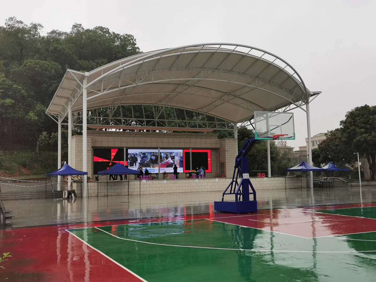 Der Aufbau der Spannungsstruktur der Konzertbühnenperformance in Hualong Park, Guangzhou, China